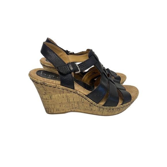 Born Concepts Black Leather Wedge Sandals - Picture 11 of 13